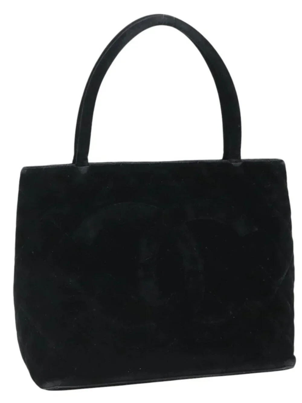 CHANEL Matelasse Standard Tote Bag Velor Black CC Auth yk16770